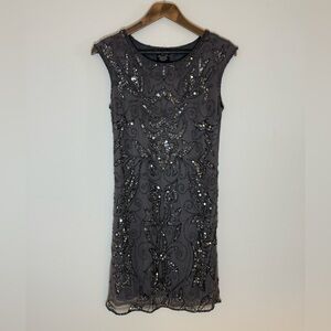 Pisarro Nights Charcoal Embellished Mini Dress